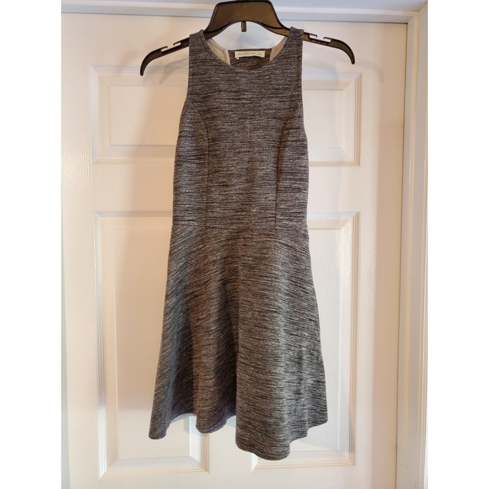 ABERCROMBIE & FITCH Heather Grey Fit & Flare Neoprene Skater Dress Size Small